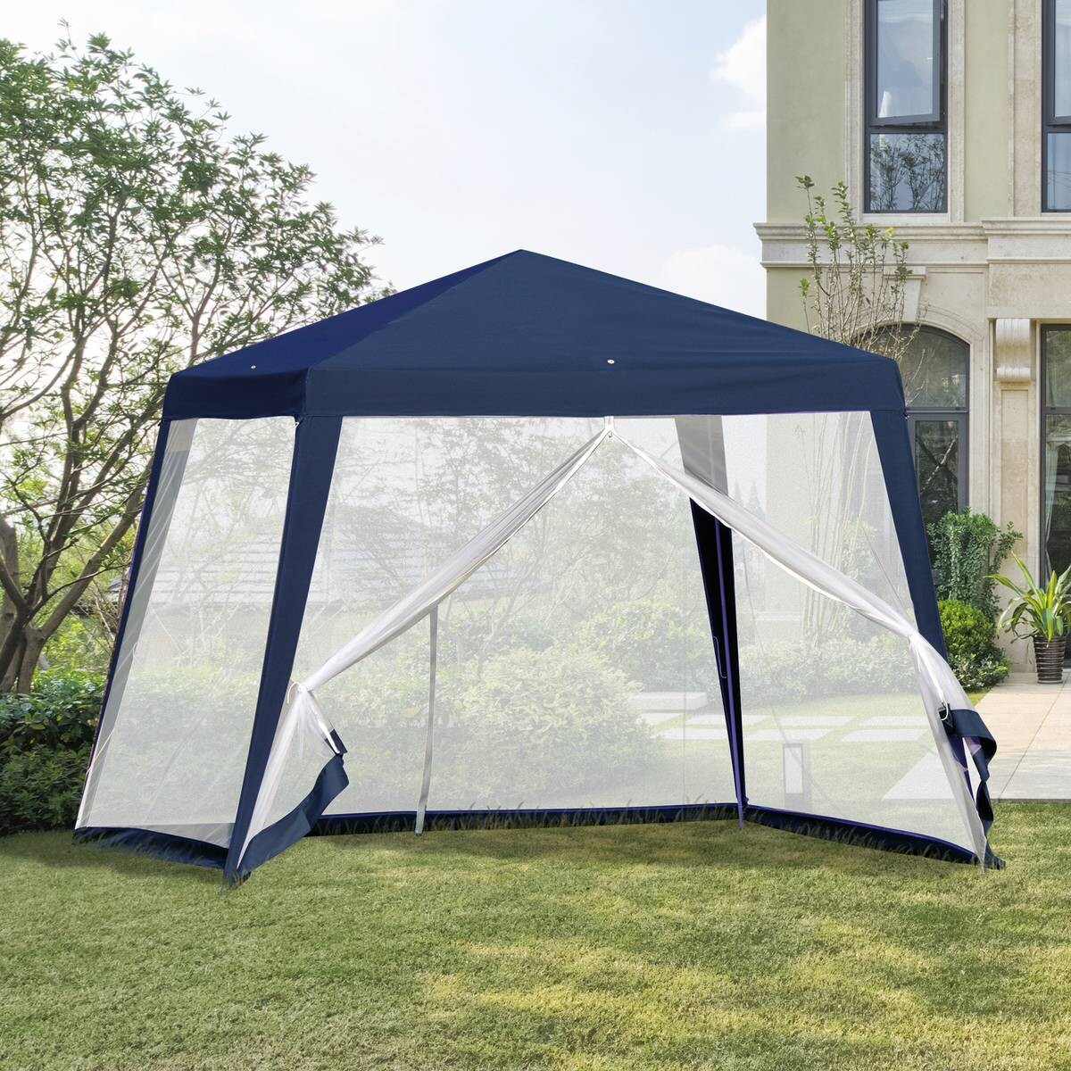 Outsunny Pavillon blau Polyester B/H/L: ca. 300x245x300 cm
