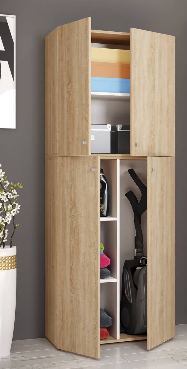 Putzschrank Lona XXL Putzschrank Eiche Sonoma Nachbildung weiß B/H/T: ca. 70x182x39 cm