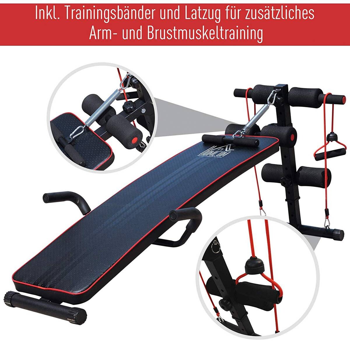 HOMCOM Sit-Up-Bank schwarz Stahl