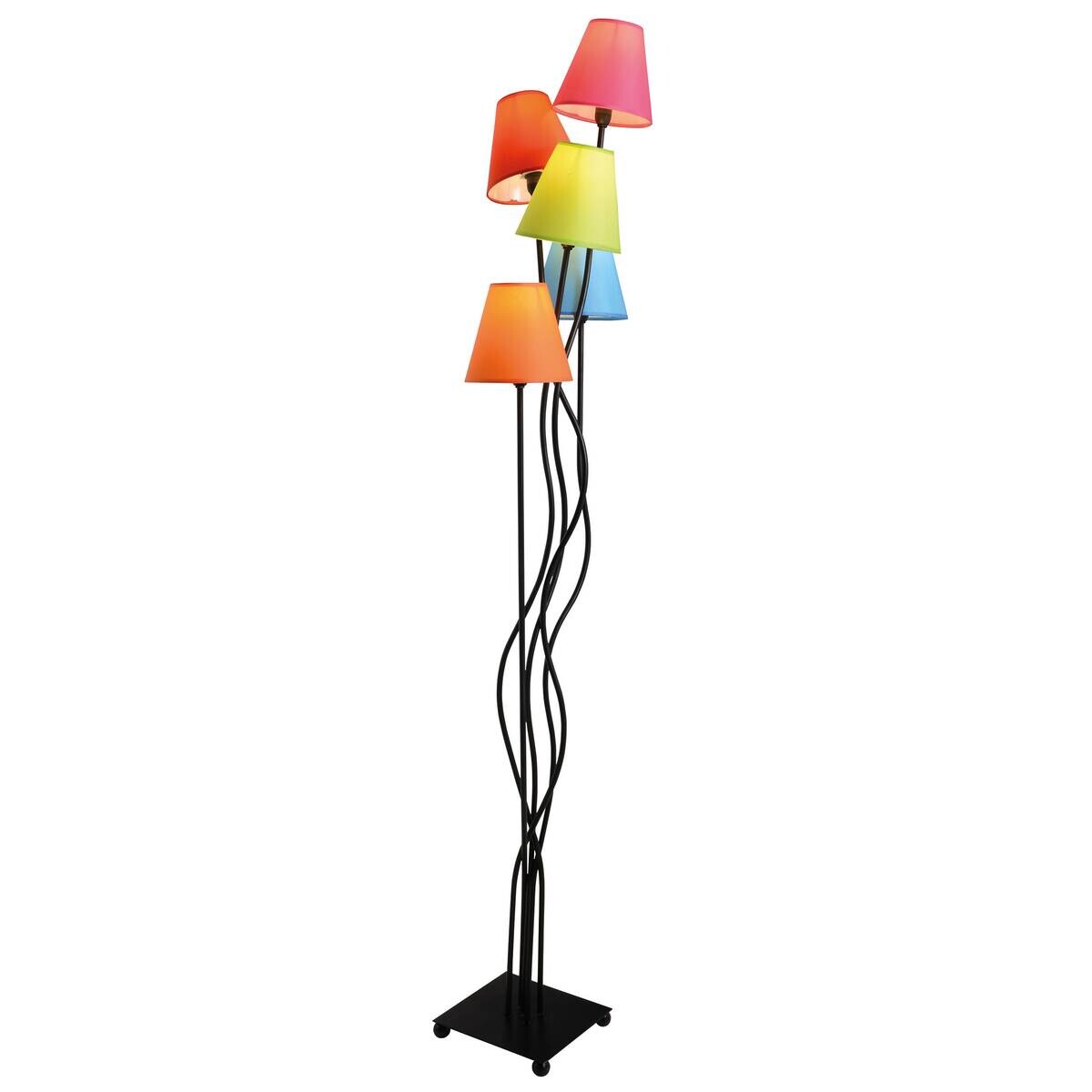 Näve Leuchten Stehlampe 2041261 multicolor Metall Textil B/H/T: ca. 36x166x40 cm 5 Brennstellen