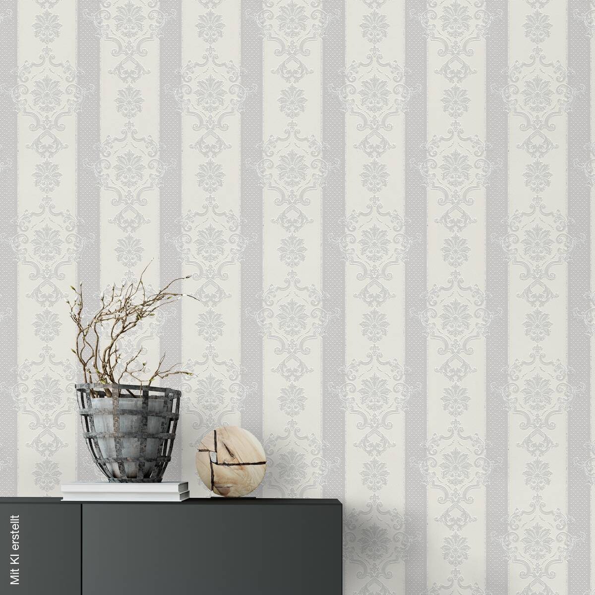 Erismann Vinyltapete Ornament grau B/L: ca. 53x1005 cm