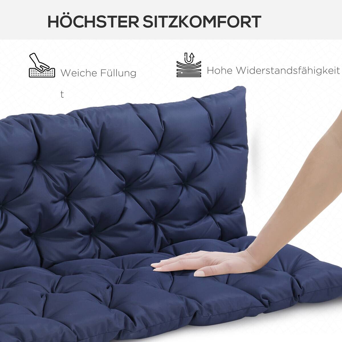 Outsunny Bankauflage blau Polyester B/H/L: ca. 150x8x98 cm