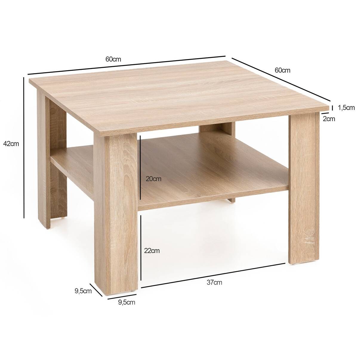 Wohnling Couchtisch braun B/H/T: ca. 60x42x60 cm