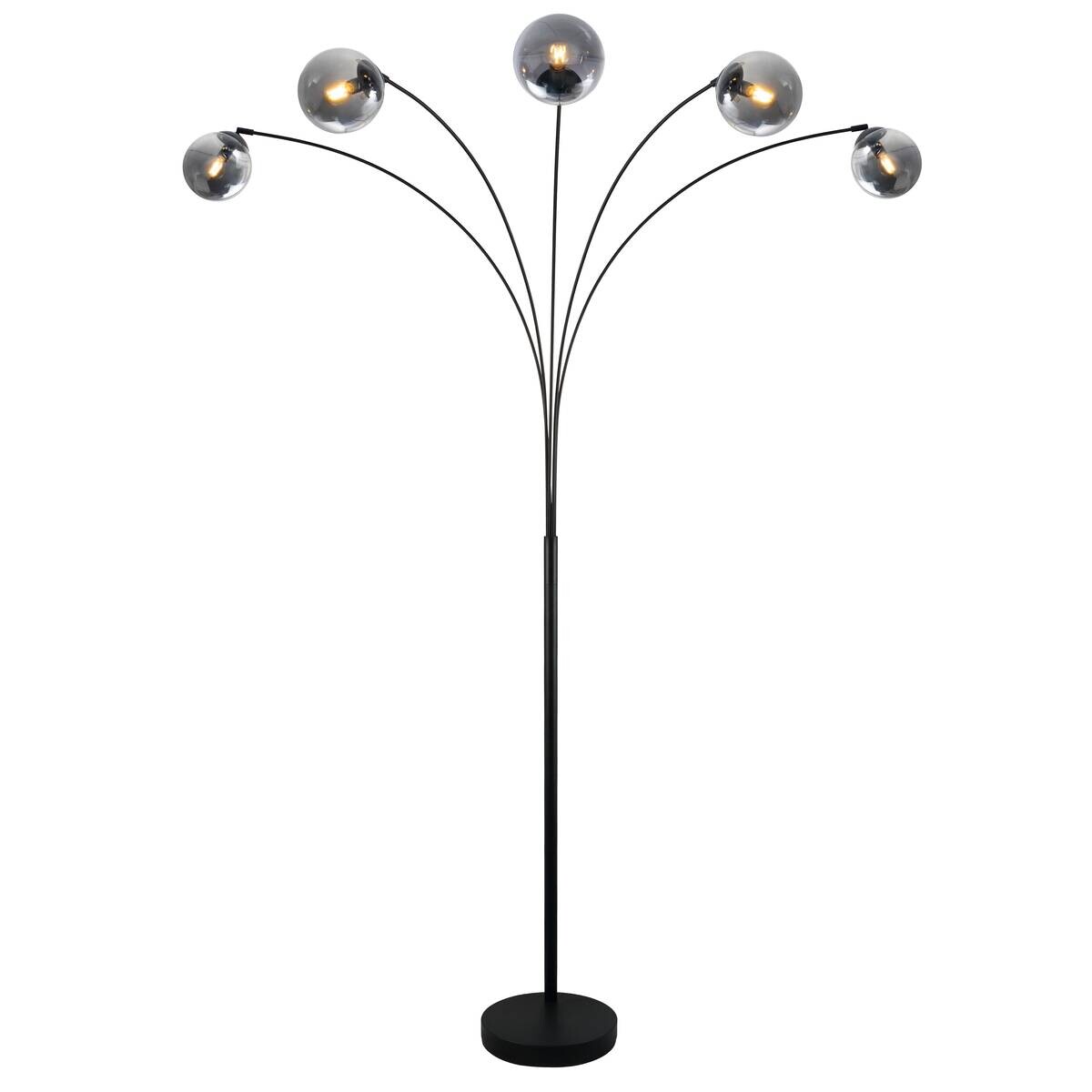 POCOline Stehlampe Akali schwarz Metall B/H: ca. 170x210 cm E14 5 Brennstellen