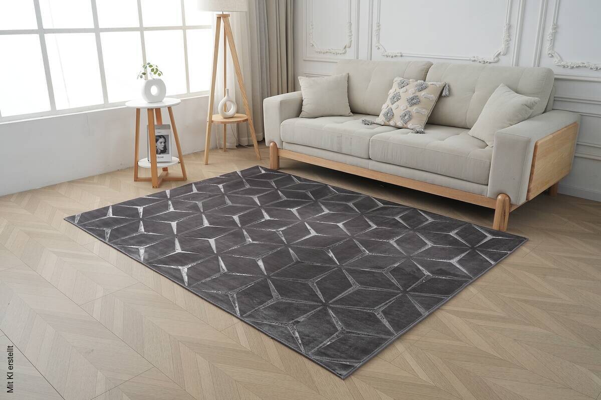 Kayoom Teppich Calma 225 anthrazit B/L: ca. 200x290 cm