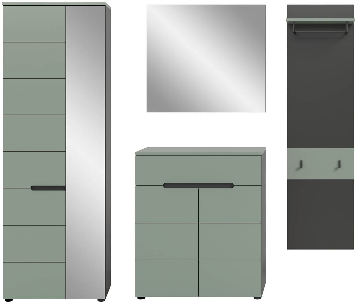 Garderobe Canu grün basaltgrau Nachbildung B/H/T: ca. 220x190x37 cm