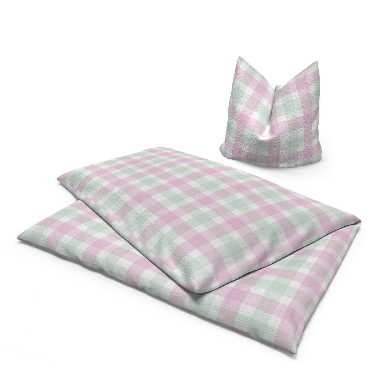 Microfaser Bettwäsche Seersucker rosa mint 100% Polyester B/L: ca. 135x200 cm
