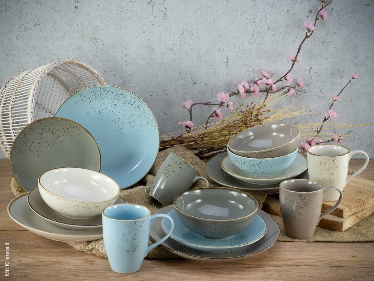 CreaTable Kombiservice Nature Scandinavia multicolor Keramik 16 tlg