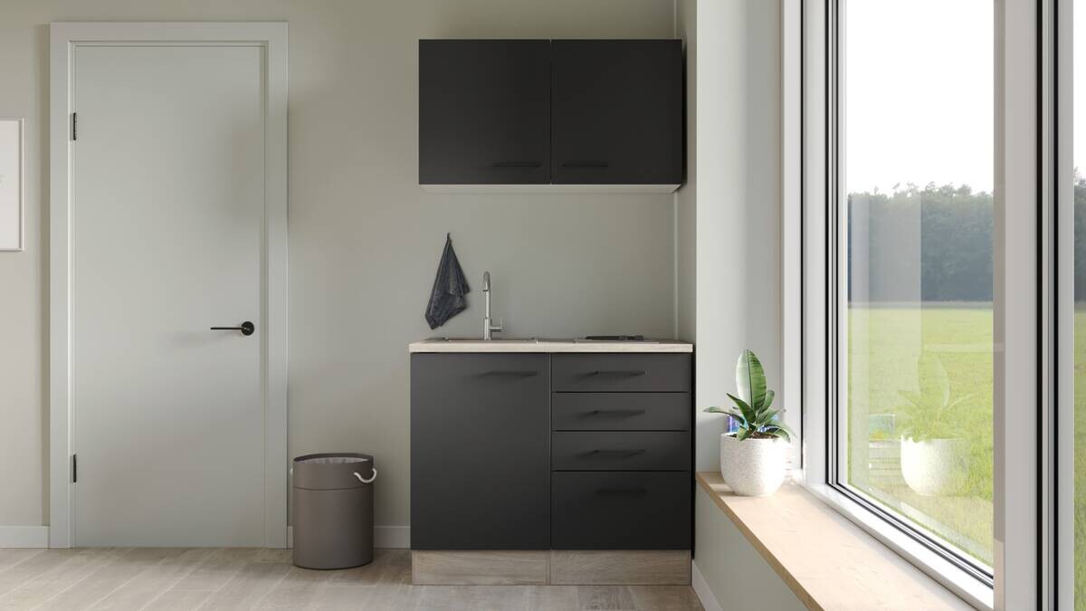 Küchenblock Capri schwarz matt B/H/T: ca. 100x200x60 cm