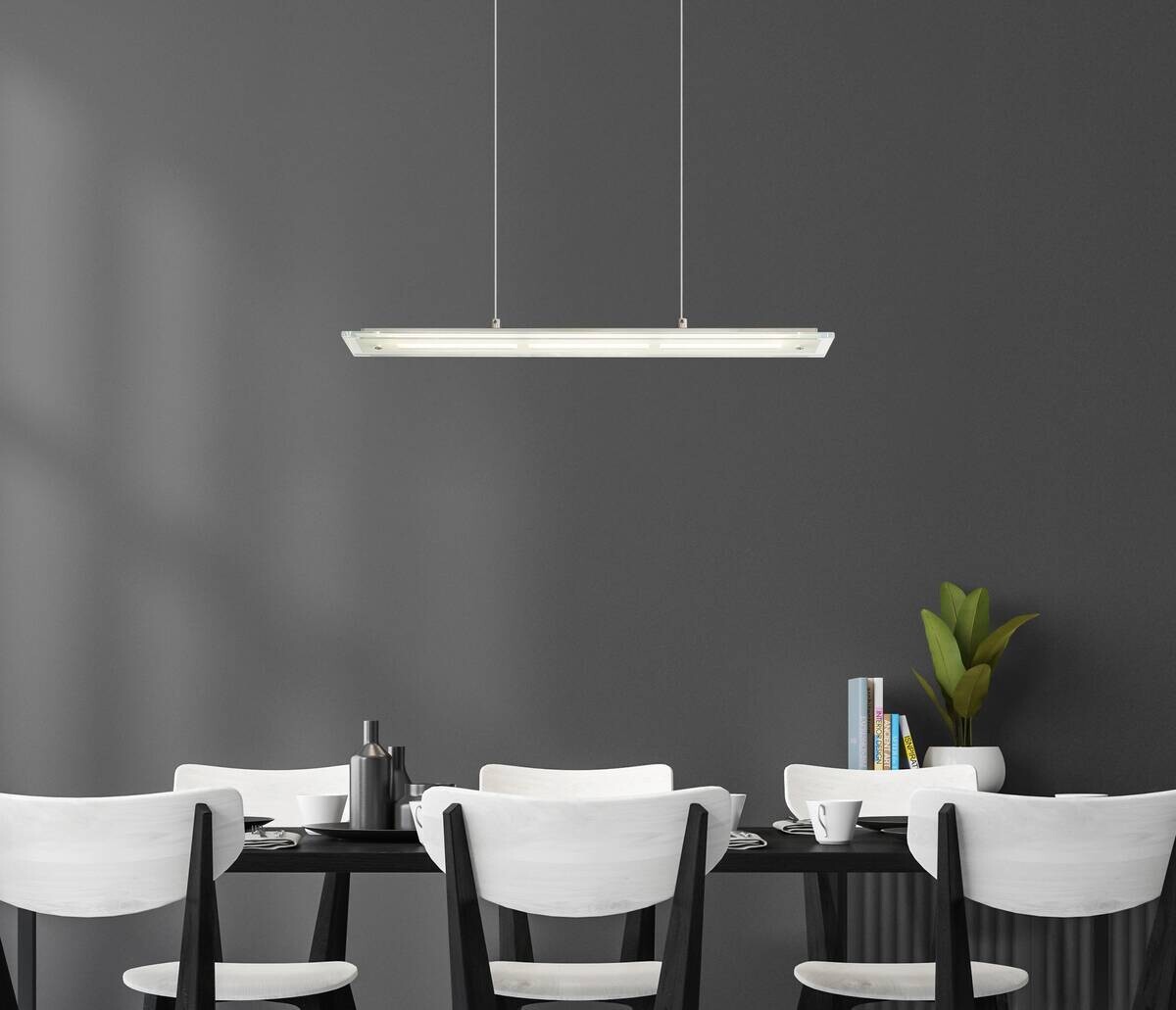 GLOBO Pendelleuchte nickel matt klar Metall Glas B/H/L: ca. 9x150x64 cm 1.0 Brennstellen