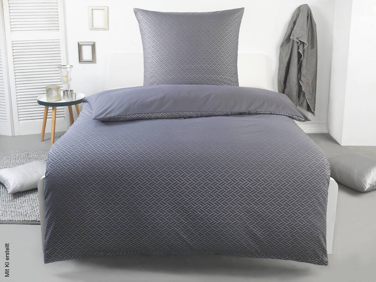 Microfaser Bettwäsche anthrazit silber 100% Polyester B/L: ca. 135x200 cm | anthrazit, silber | 135,00/200,00 cm