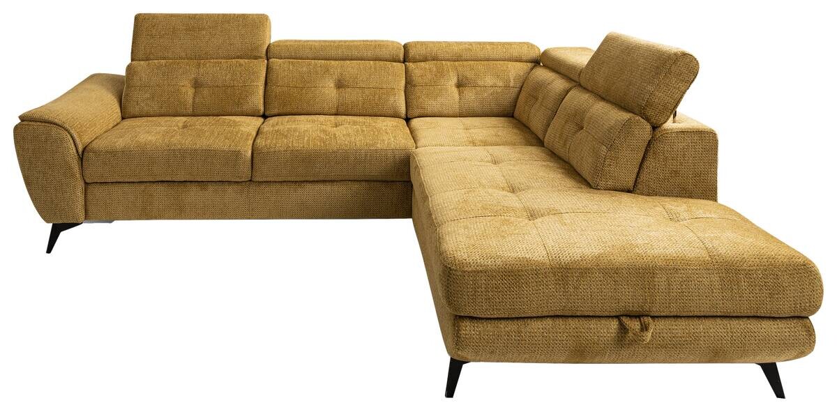 Ecksofa mit Bettfunktion und Bettkasten senf Microfaser B/H/T: ca. 274x82x231 cm