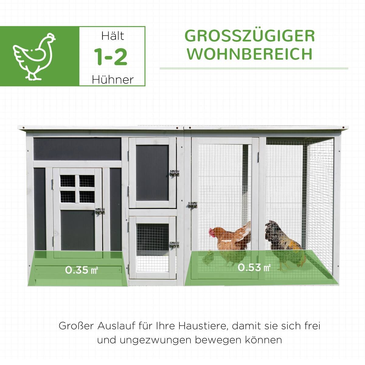 PawHut Stall weiß Polypropylen B/H/L: ca. 75x160x80 cm