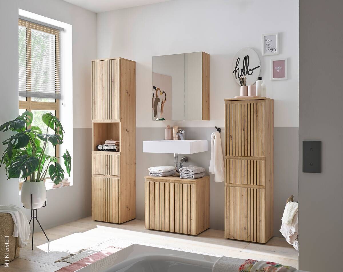 Waschbeckenunterschrank Austin Artisan Oak Nachbildung B/H/T: ca. 60x57x36 cm