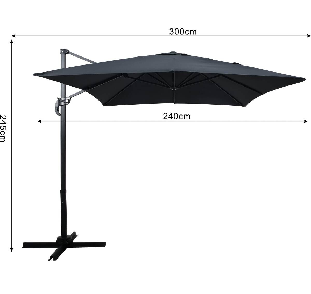POCOline Sonnenschirm schwarz Stahl B/H/L: ca. 240x245x300 cm