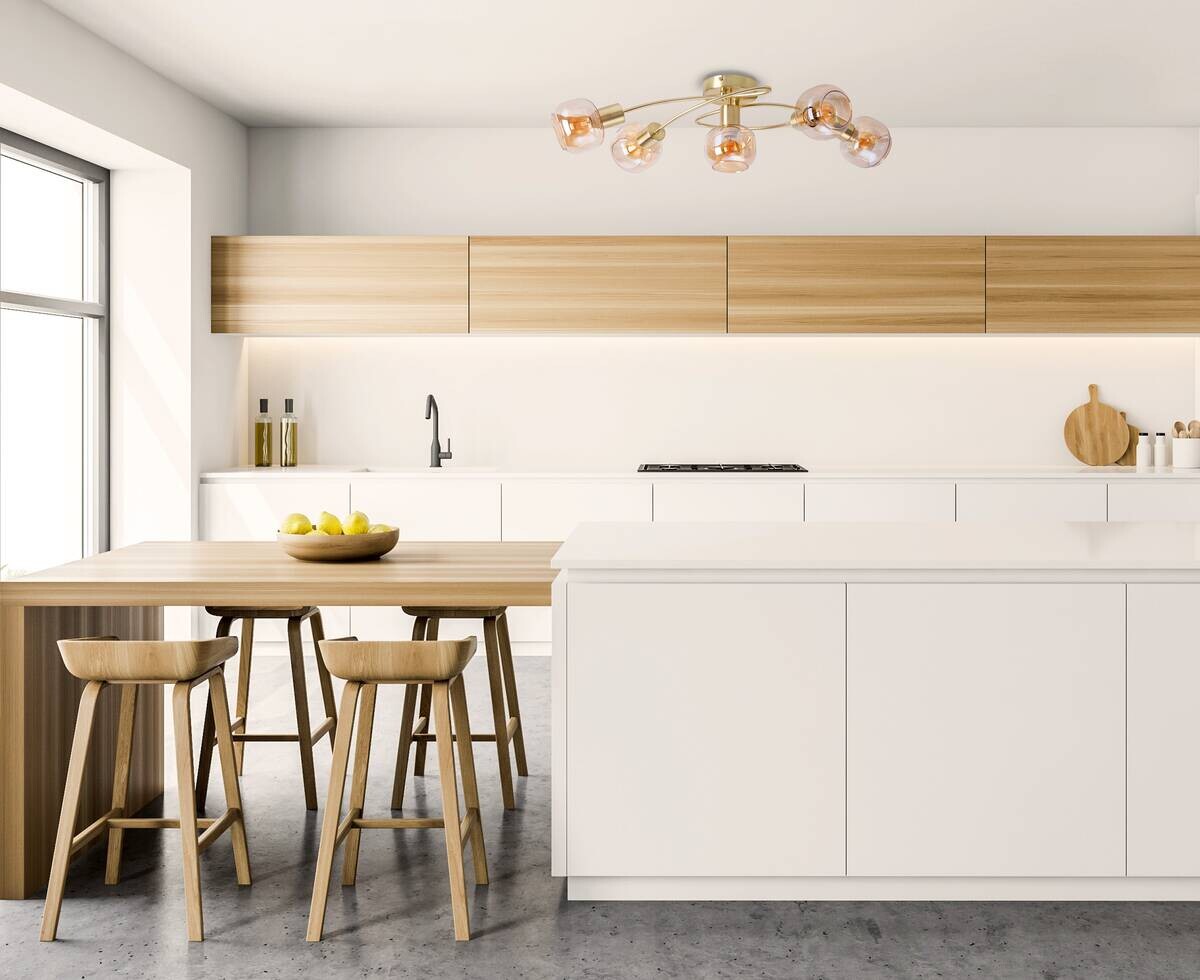 Näve Leuchten Spotleuchte 1390145 messing Metall Glas B/H/T: ca. 36x21x61 cm E14 5 Brennstellen