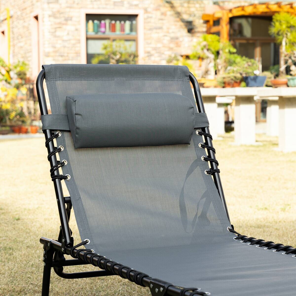 Outsunny Sonnenliege grau Stahl B/H/L: ca. 58x30x185 cm