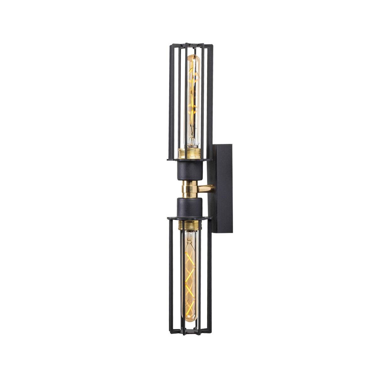 Opviq Wandleuchte gold schwarz Eisen B/H/L: ca. 15x50x8 cm E27 1 Brennstellen