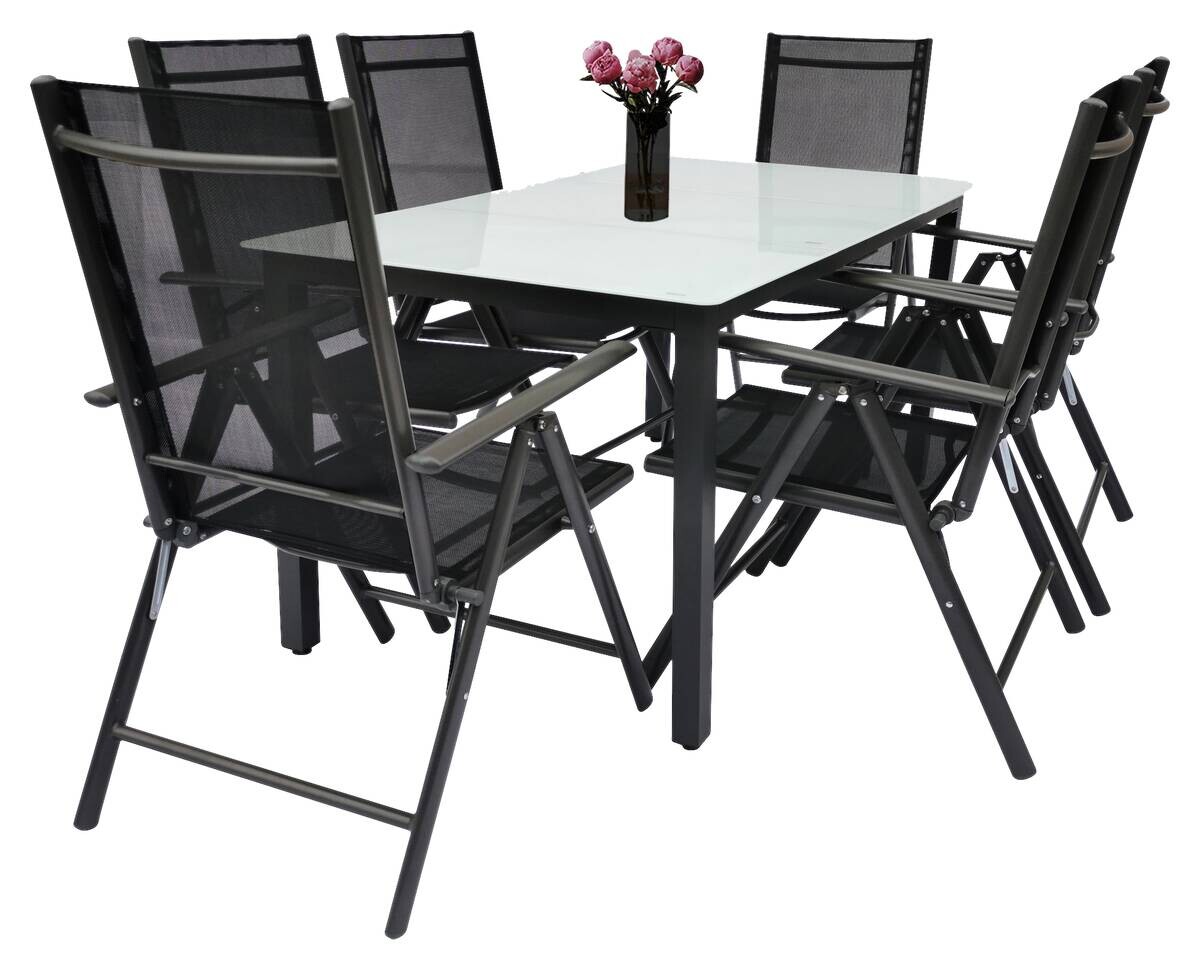 VCM Gartensitzgruppe anthrazit Stahl B/H/L: ca. 140x76x80 cm