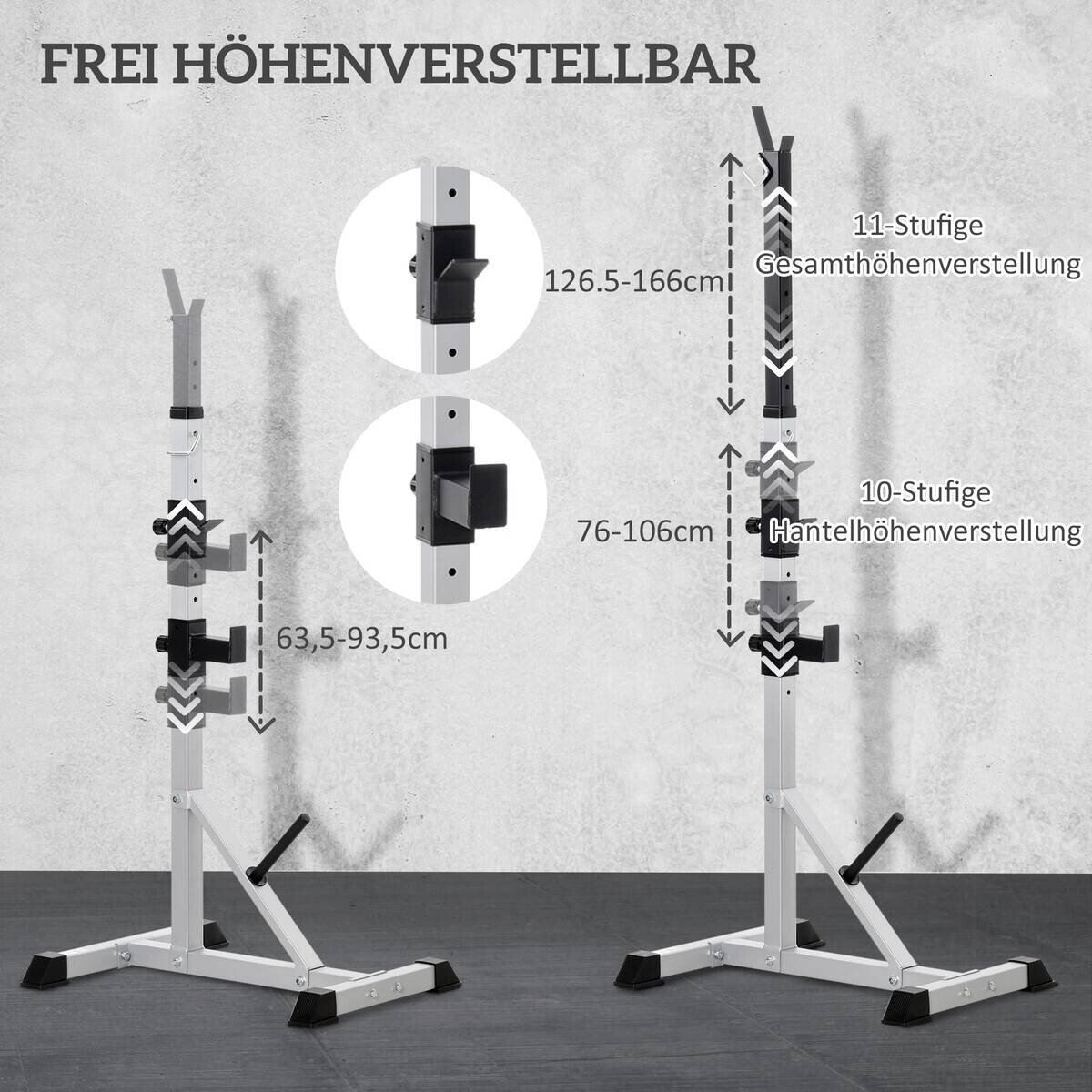 HOMCOM Langhantelständer silber Kunststoff B/H/L: ca. 58,5x176x75,5 cm
