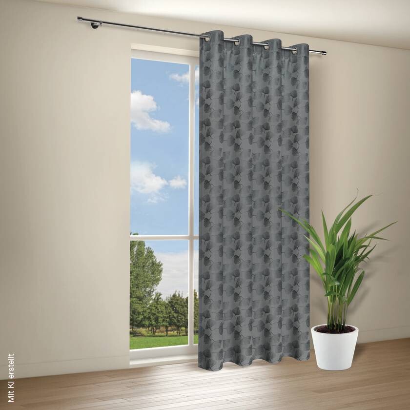 Happy Home Verdunklungsvorhang Gingko grau B/L: ca. 140x245 cm