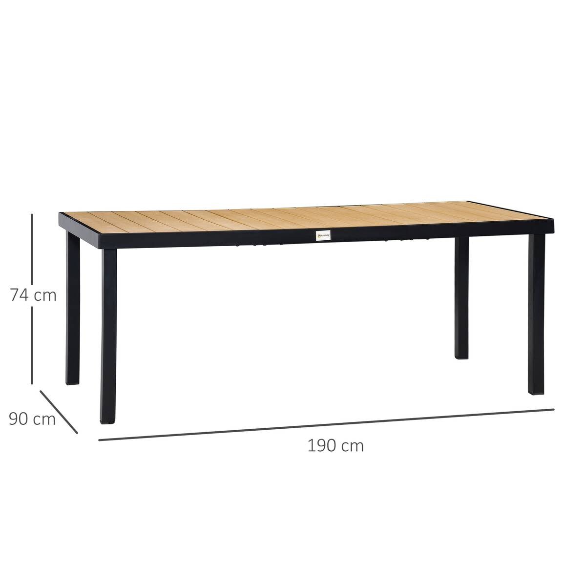 Outsunny Gartentisch natur Kunststoff B/H/L: ca. 90x74x190 cm
