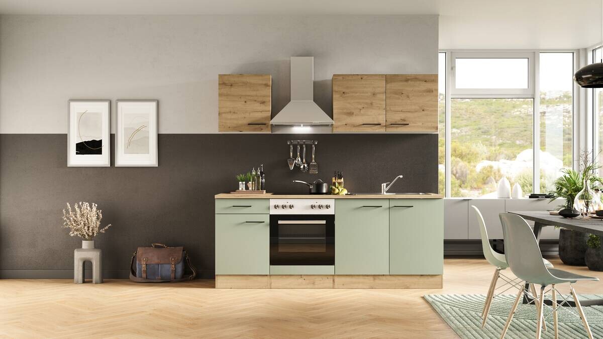 Küchenblock Cara grün matt B/H/T: ca. 210x200x60 cm