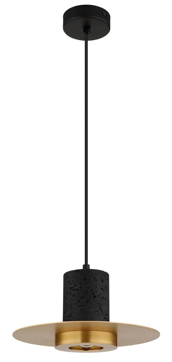 GLOBO Pendelleuchte messing schwarz Metall H/D: ca. 130x28 cm E27 1 Brennstellen