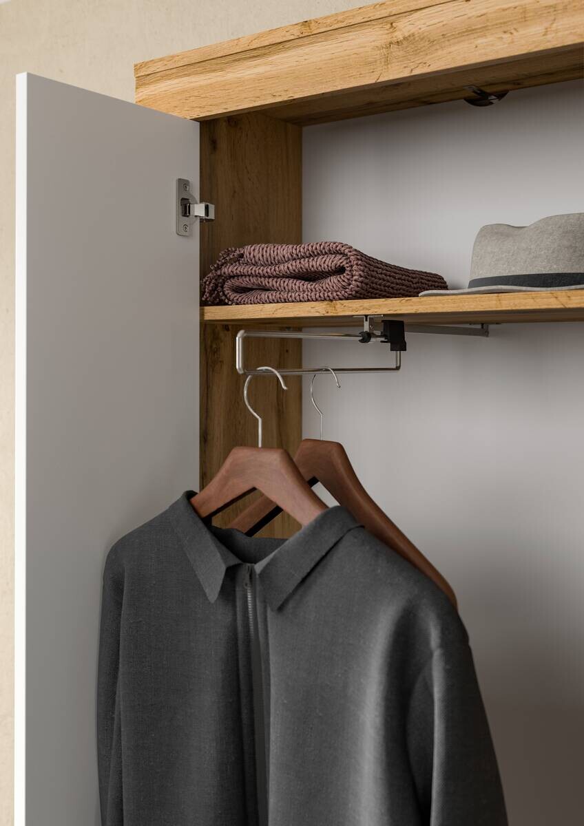 Garderobenschrank JAM Eiche Wotan Nachbildung weiß B/H/T: ca. 64x191x35 cm