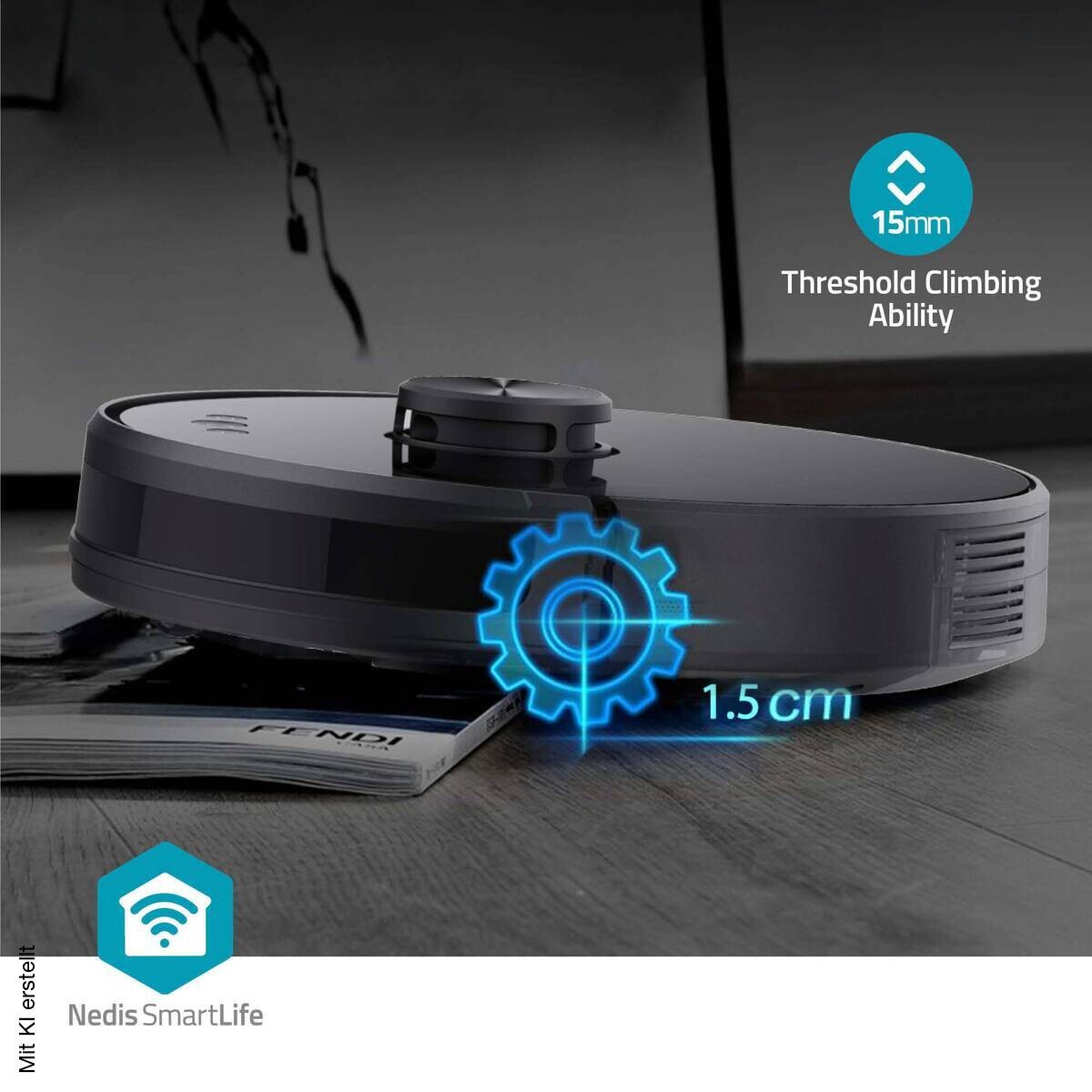 Nedis Roboter-Staubsauger schwarz Polypropylen B/H/L: ca. 33,1x33,3x9,6 cm