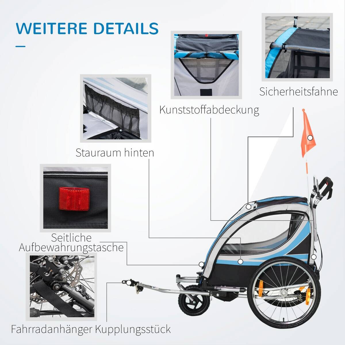 HOMCOM Fahrrad-Zubehör blau blau B/H/L: ca. 75x142x101 cm