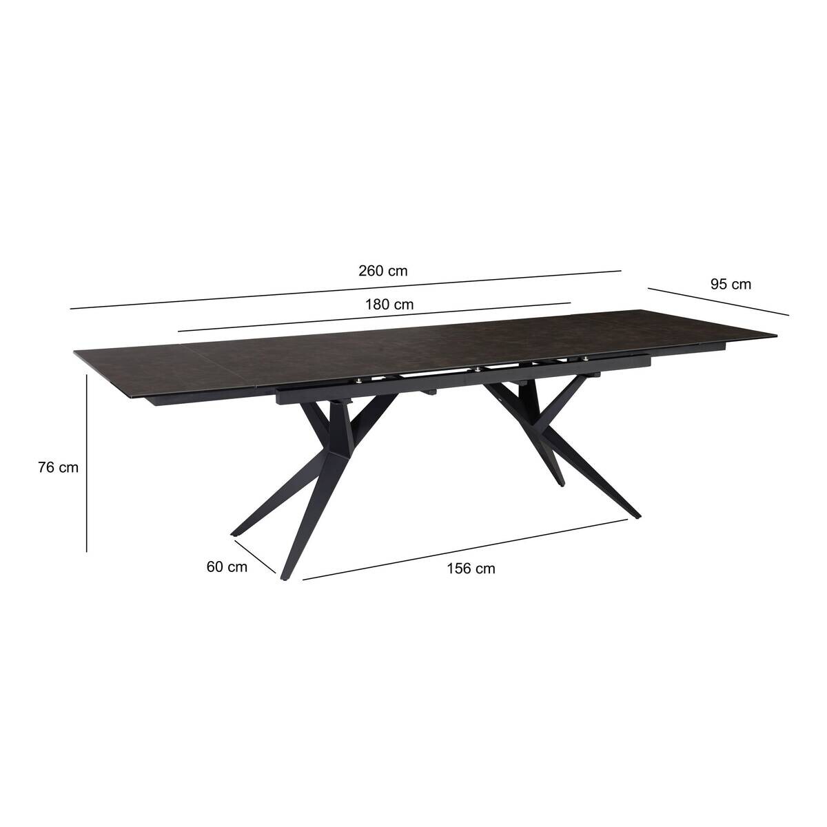 Esstisch schwarz Marmor Optik B/H/T: ca. 180x76x95 cm
