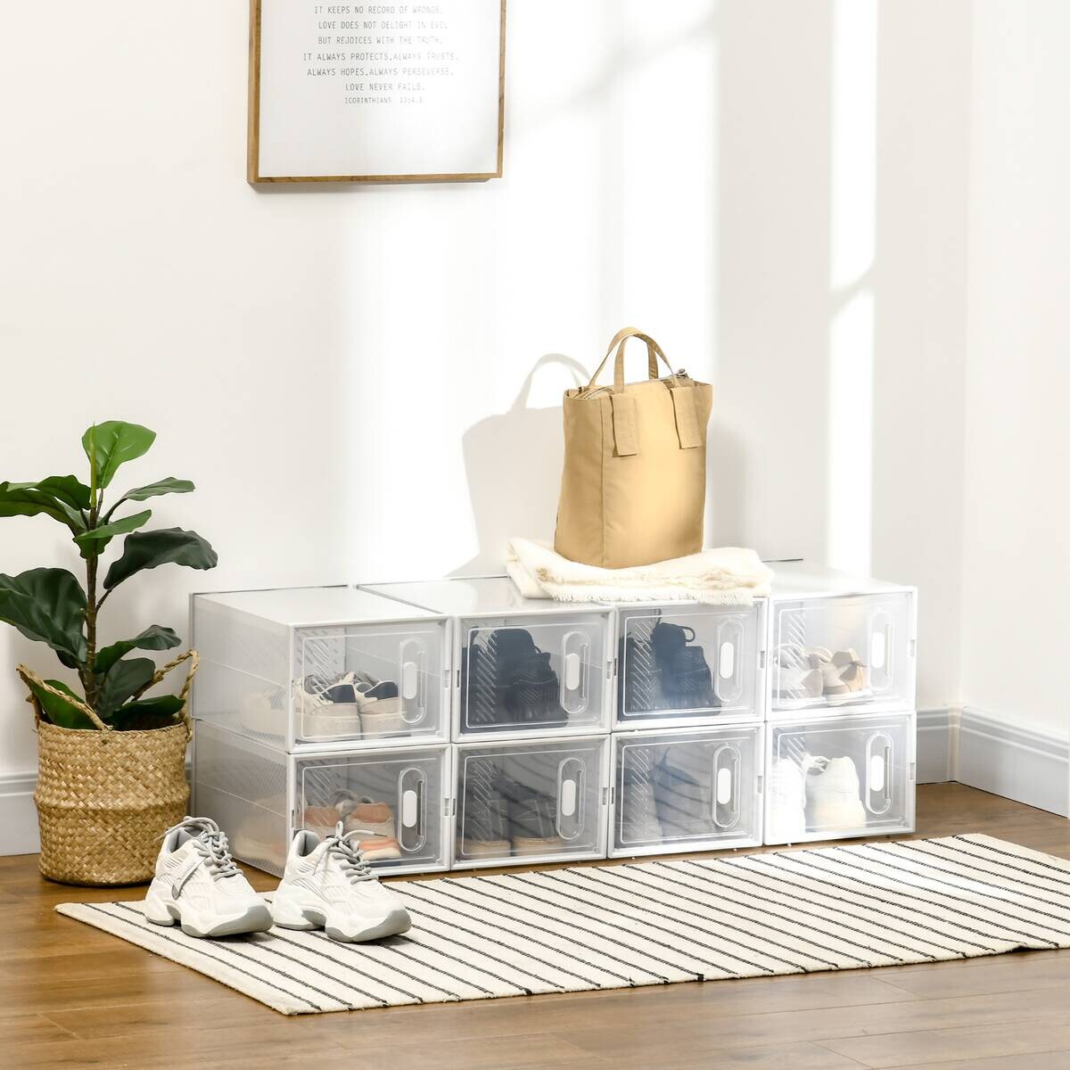 HOMCOM Schuhregal transparent Polypropylen B/H/L: ca. 35x25x19 cm