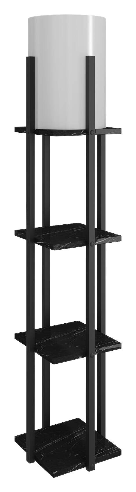 Opviq Stehlampe Nora schwarz MDF Stoff B/H/T/L/D: ca. 21x135x21x21x21 cm E27 1 Brennstellen