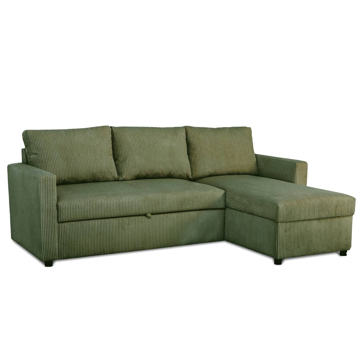 Ecksofa mit Bettfunktion und Bettkasten khaki Microfaser B/H/T: ca. 215x145x82 cm