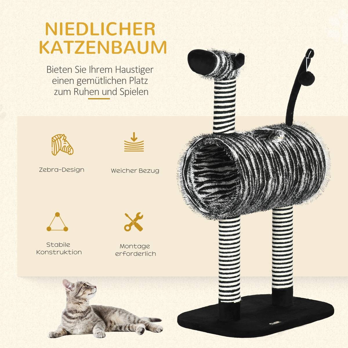 PawHut Kratzbaum schwarz Spanplatte B/H/L: ca. 35x93x48,5 cm