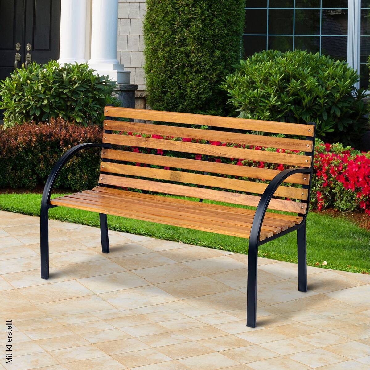 Outsunny Gartenbank natur Metall B/H/L: ca. 60x80x122 cm