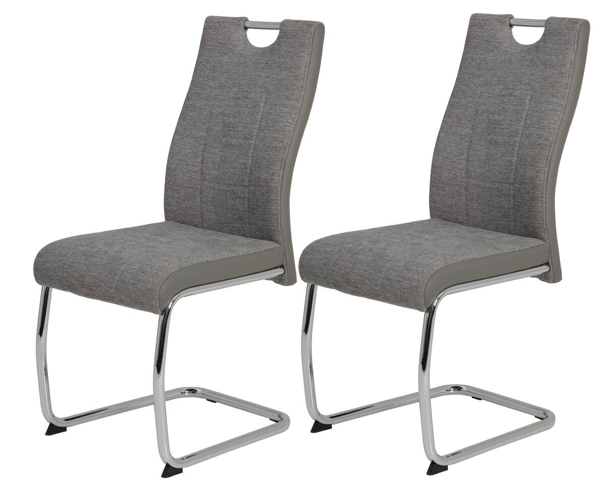 Schwingstuhl Alina 2er Set grau Webstoff B/H/T: ca. 43x59x98 cm