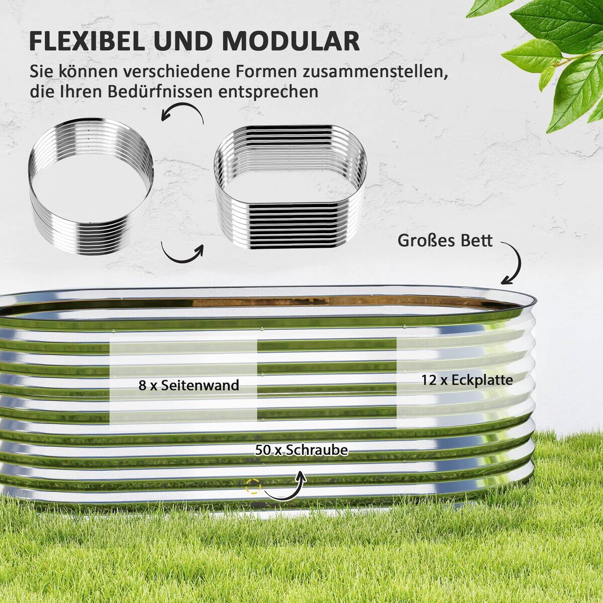 Outsunny Hochbeet grau B/H/T/L: ca. 80x56x80x160 cm