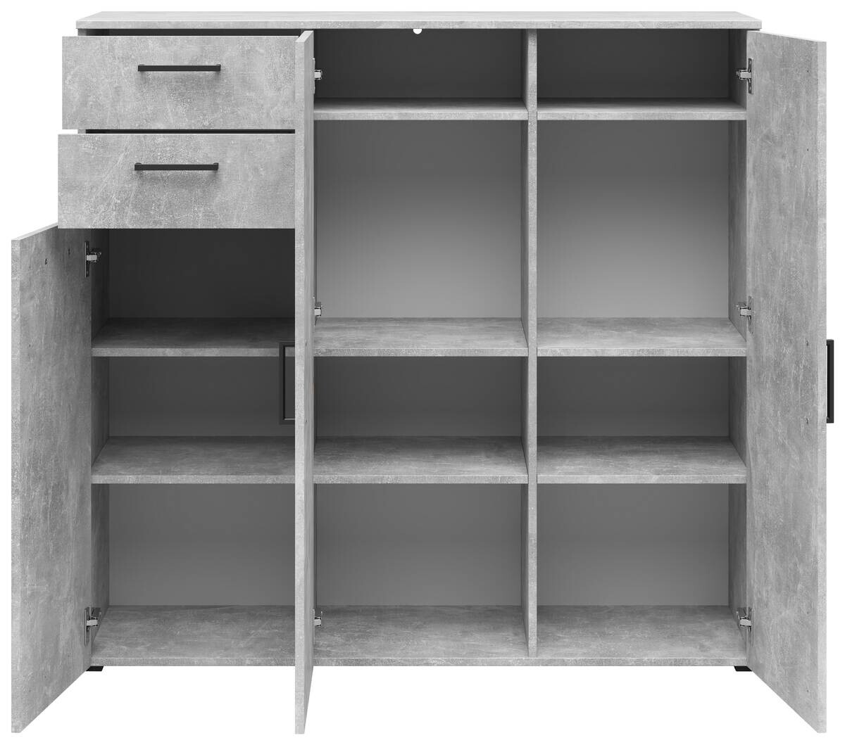 Kommode Multi-Stauraum Typ 33 Beton Optik B/H/T: ca. 120x115x40 cm