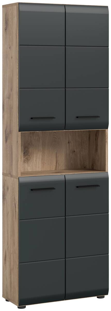 Hochschrank Ice Nox Oak Nachbildung schwarz matt B/H/T: ca. 60x185x30 cm