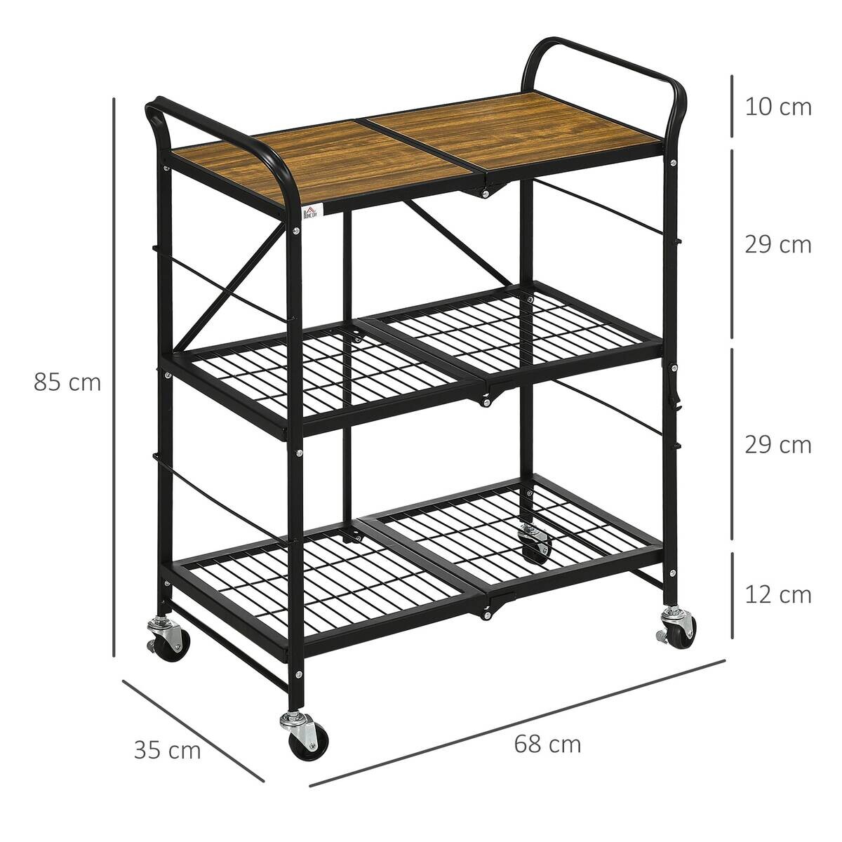 HOMCOM Rollwagen braun MDF B/H/L: ca. 35x68x85 cm