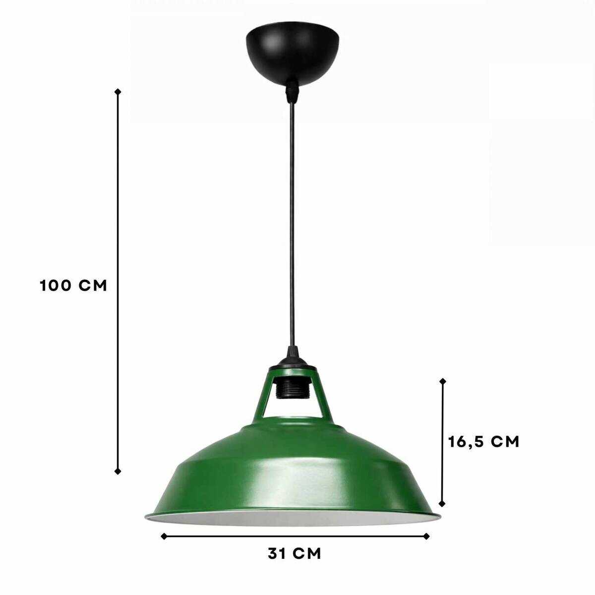 Opviq Pendelleuchte grün B/H/T: ca. 31x100x31 cm E27 1 Brennstellen
