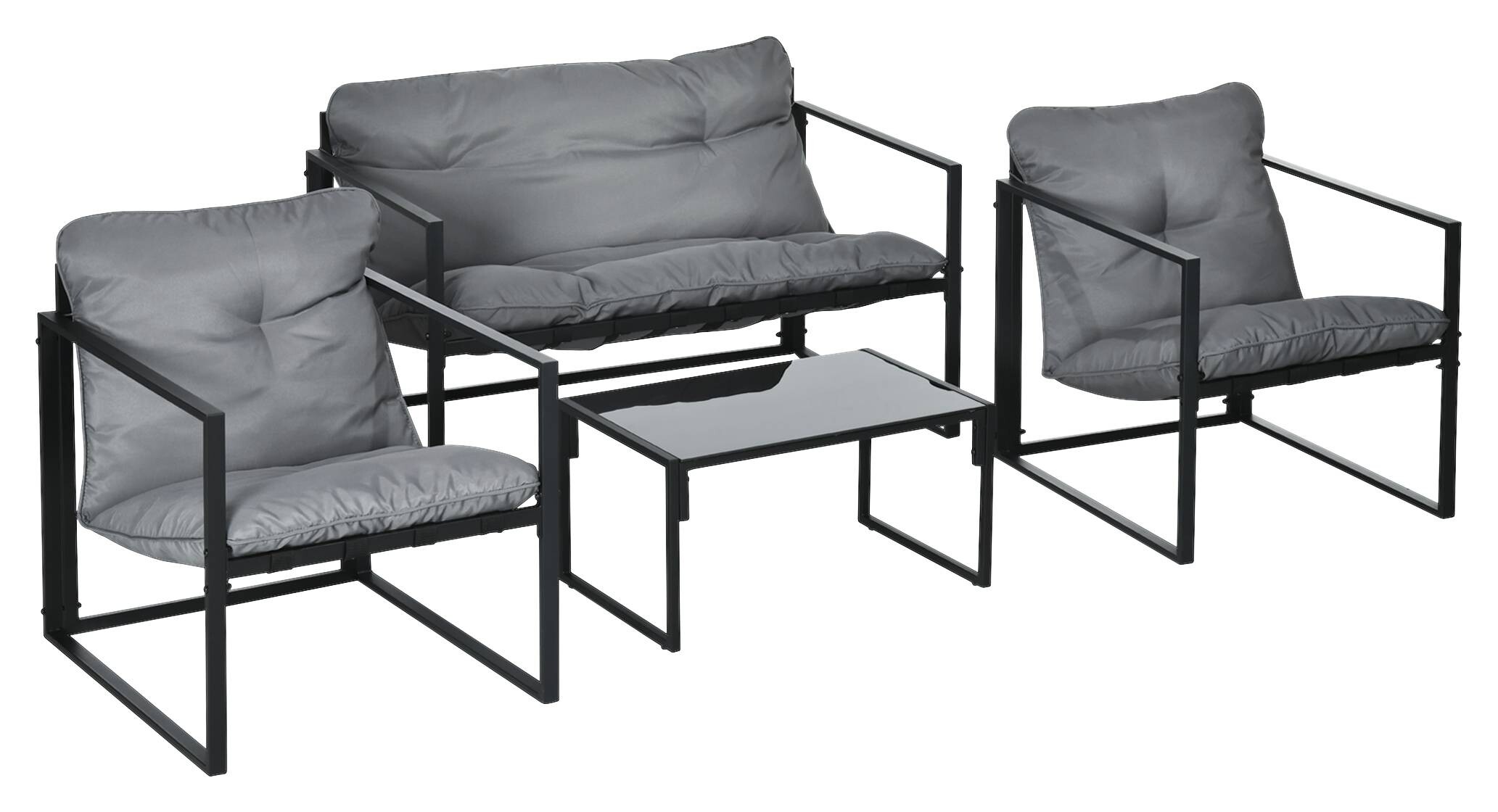 Outsunny Gartensitzgruppe schwarz Polyester B/H/L: ca. 70x67x114 cm