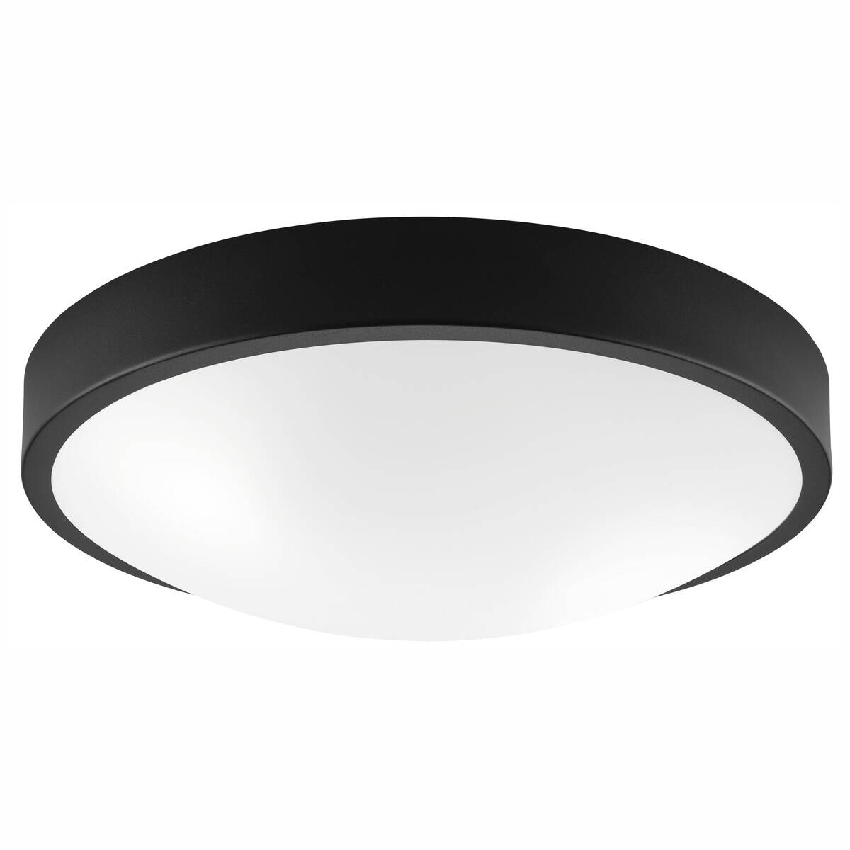 Lamkur Deckenleuchte schwarz Glas Stahl B/H/L: ca. 37x8x37 cm E27 2 Brennstellen