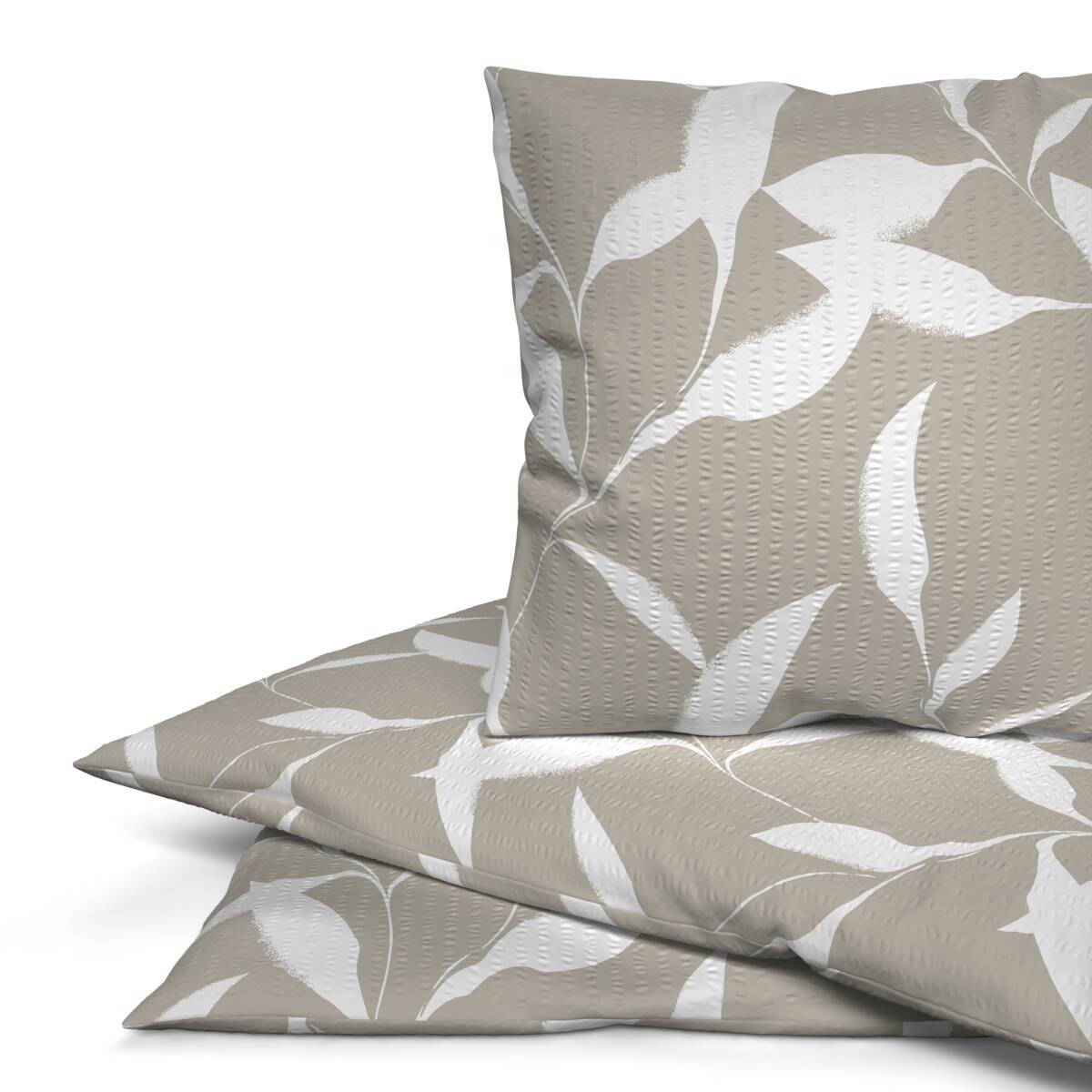 Microfaser Bettwäsche Seersucker hellbeige weiß 100% Polyester B/L: ca. 135x200 cm
