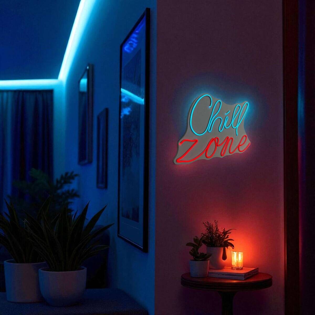Opviq LED-Wandleuchte rot blau PVC B/H/T/L: ca. 46x30,5x2x46 cm