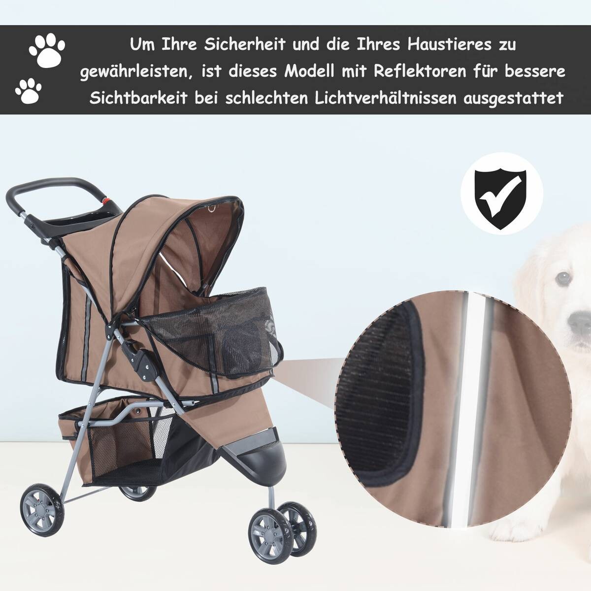 PawHut Hundebuggy kaffee Kunststoff B/H/L: ca. 45x97x75 cm