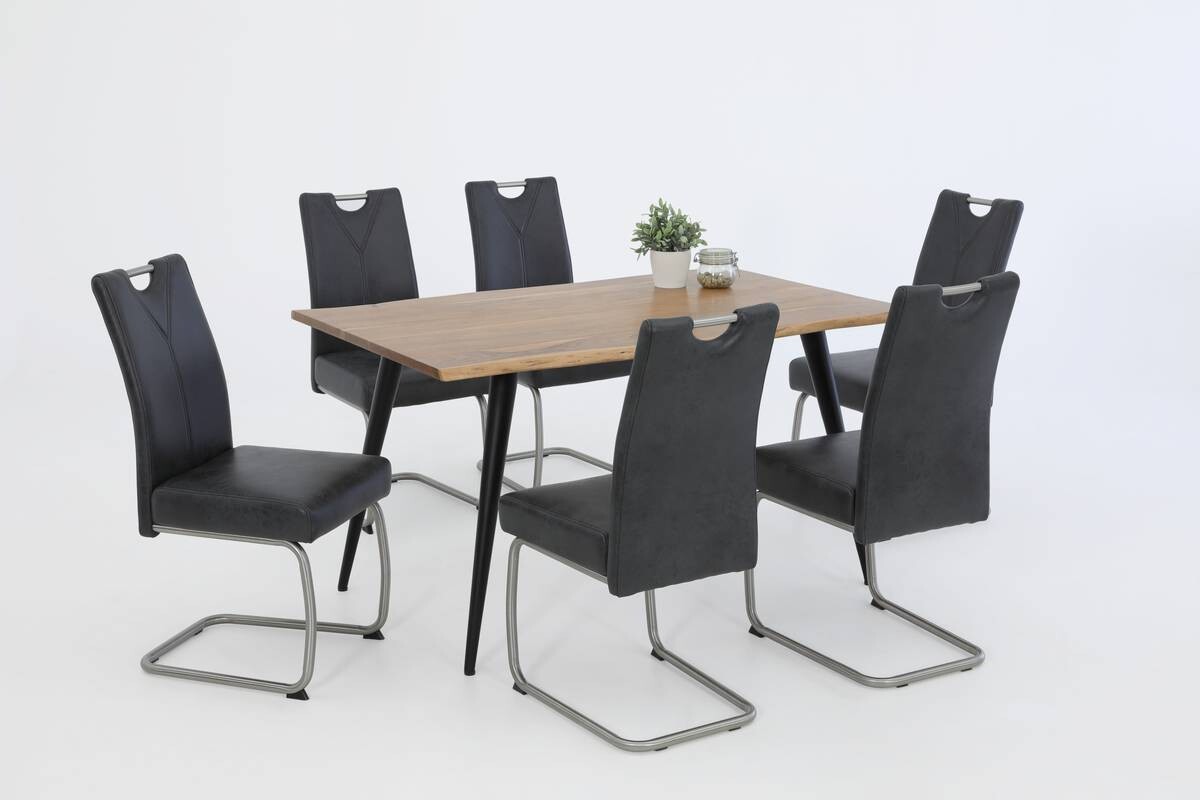 Schwingstuhl Sophia 4er Set anthrazit Vintage Microfaser B/H/T: ca. 43x99x58 cm