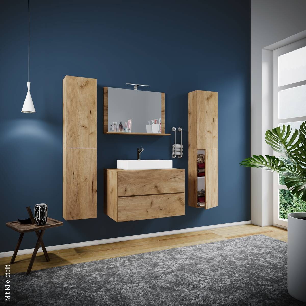Waschplatz 5tlg-Lendas weiß Eiche Honig Nachbildung B/H/T: ca. 60x52x52 cm